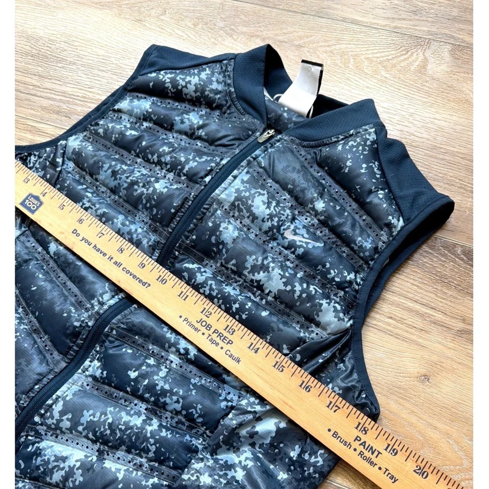 Nike Aeroloft 800 Women's M Running Vest Blue Camo Goose Down Puffer Packable
